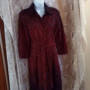 New York‎ & Co Red Heart print Women's size S dress 3/4 sleeve button front